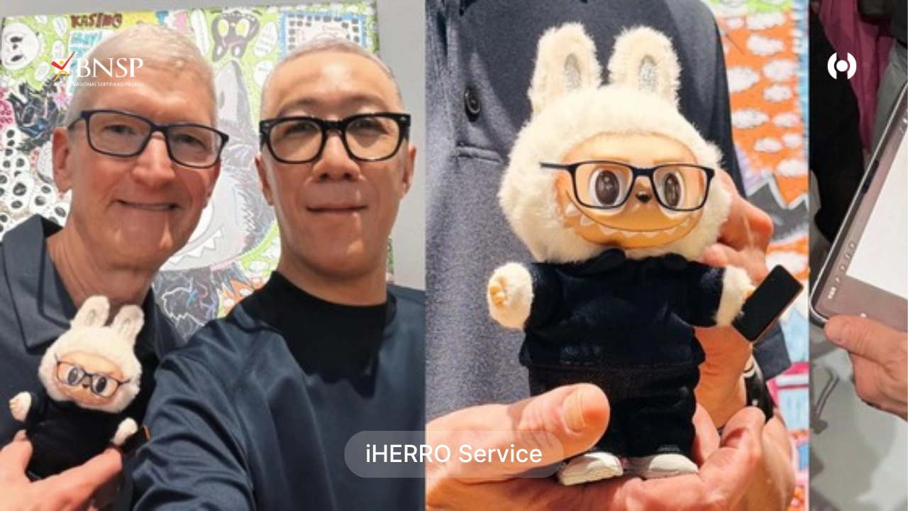 CEO Apple Dihadiahi Boneka Labubu Spesial Memegang iPhone 17 Pro Langka